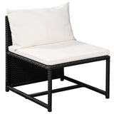 vidaXL 8 Piece Garden Lounge Set with Cushions Poly Rattan Black, 44189