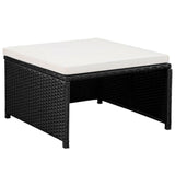 vidaXL 8 Piece Garden Lounge Set with Cushions Poly Rattan Black, 44189