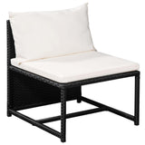 vidaXL 7 Piece Garden Lounge Set with Cushions Poly Rattan Black, 44191