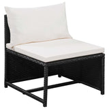 vidaXL 7 Piece Garden Lounge Set with Cushions Poly Rattan Black, 44191