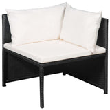 vidaXL 6 Piece Garden Lounge Set with Cushions Poly Rattan Black, 44192