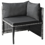 vidaXL 6 Piece Garden Lounge Set with Cushions Poly Rattan Gray, 44196