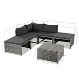 vidaXL 6 Piece Garden Lounge Set with Cushions Poly Rattan Gray, 44196