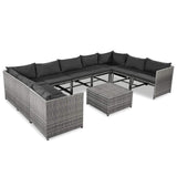 vidaXL 10 Piece Garden Lounge Set with Cushions Poly Rattan Gray, 44198