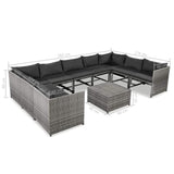 vidaXL 10 Piece Garden Lounge Set with Cushions Poly Rattan Gray, 44198