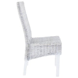 vidaXL Dining Chairs 2 pcs Gray Kubu Rattan and Mango Wood, 246654