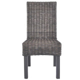 vidaXL Dining Chairs 2 pcs Brown Kubu Rattan and Mango Wood, 246655