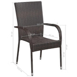 vidaXL Stackable Outdoor Chairs 2 pcs Poly Rattan Brown, 44237