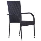 vidaXL Stackable Outdoor Chairs 2 pcs Poly Rattan Black, 44238