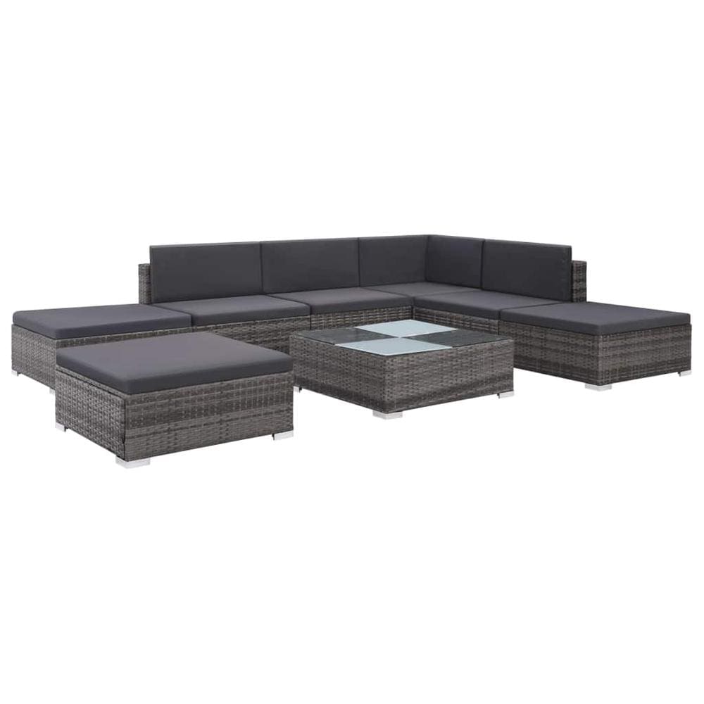 vidaXL 8 Piece Garden Lounge Set with Cushions Poly Rattan Gray, 44429