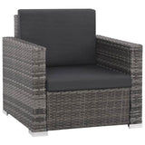 vidaXL 12 Piece Garden Lounge Set with Cushions Poly Rattan Gray, 44430