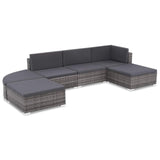 vidaXL 6 Piece Garden Lounge Set with Cushions Poly Rattan Gray, 44432