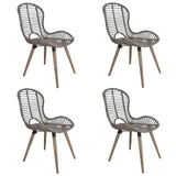 vidaXL Dining Chairs 4 pcs Brown Natural Rattan, 246854