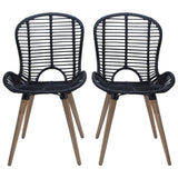 vidaXL Dining Chairs 2 pcs Black Natural Rattan, 246807