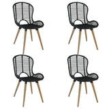 vidaXL Dining Chairs 4 pcs Black Natural Rattan, 246808