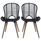 vidaXL Dining Chairs 4 pcs Black Natural Rattan, 246808