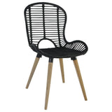 vidaXL Dining Chairs 4 pcs Black Natural Rattan, 246808