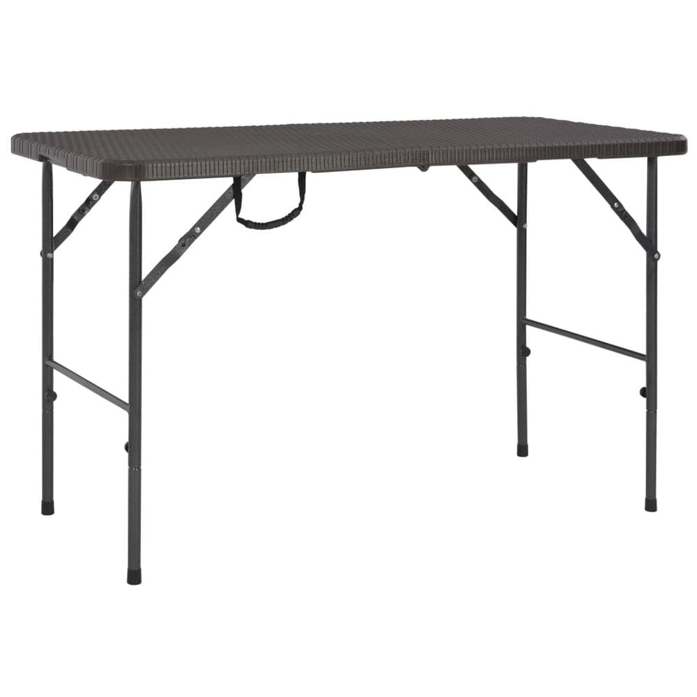 vidaXL Folding Garden Table Brown 47.2"x23.6"x29.1" HDPE Rattan Look, 44553
