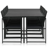 vidaXL 9 Piece Outdoor Dining Set with Cushions Poly Rattan Black, 44445
