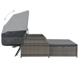 vidaXL 2-Person Sun Lounger with Canopy Poly Rattan Gray, 44825