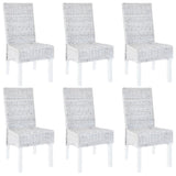 vidaXL Dining Chairs 6 pcs Grey Kubu Rattan and Mango Wood(3x246654), 275466