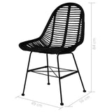 vidaXL Dining Chairs 6 pcs Black Natural Rattan, 275499
