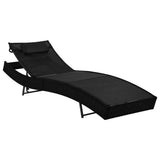 vidaXL Sun Loungers 2 pcs with Table Poly Rattan and Textilene Black, 44893