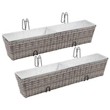 vidaXL Balcony Raised Beds 2 pcs 31.5" Gray Poly Rattan, 45429