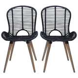 vidaXL Dining Chairs 6 pcs Black Natural Rattan, 275838
