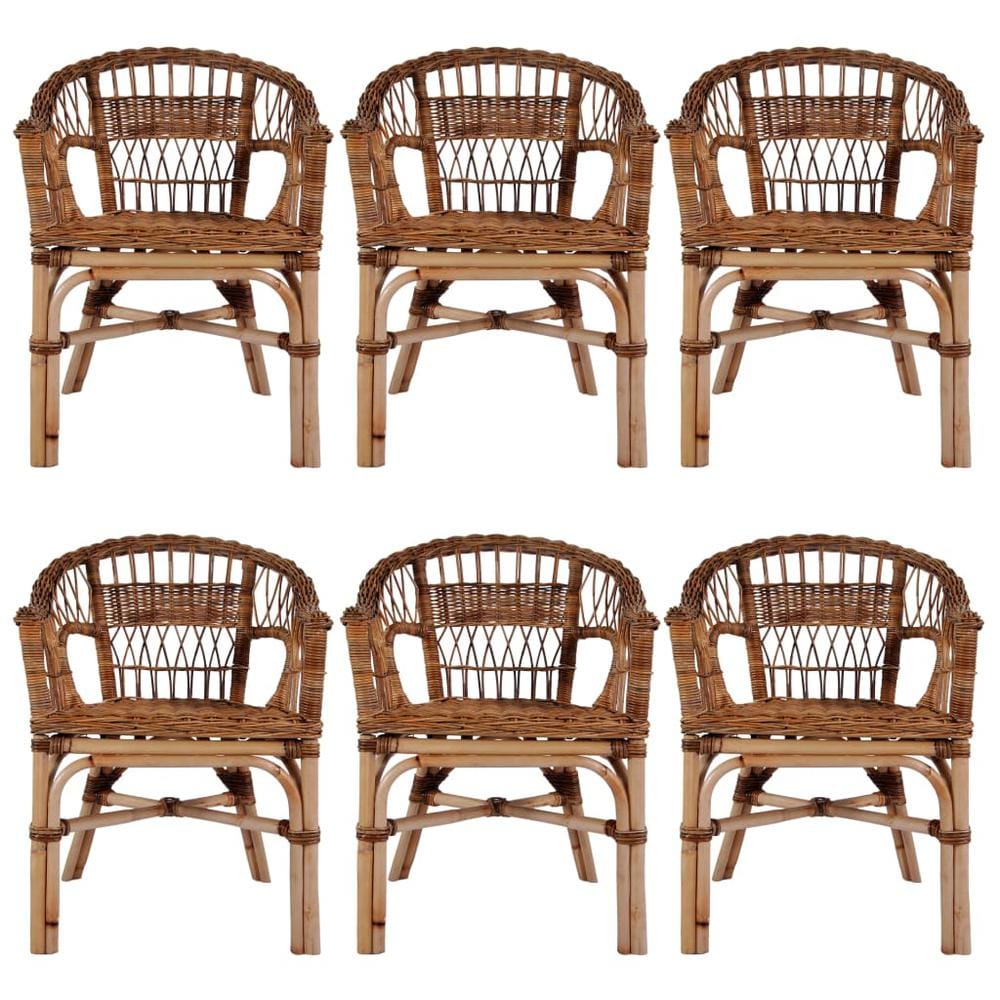 vidaXL Outdoor Chairs 6 pcs Natural Rattan Brown, 275844