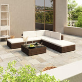 vidaXL 6 Piece Garden Lounge Set with Cushions Poly Rattan Brown, 41256