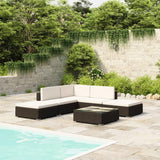 vidaXL 6 Piece Garden Lounge Set with Cushions Poly Rattan Black, 41257
