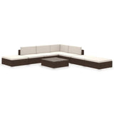 vidaXL 8 Piece Garden Lounge Set with Cushions Poly Rattan Brown, 41258