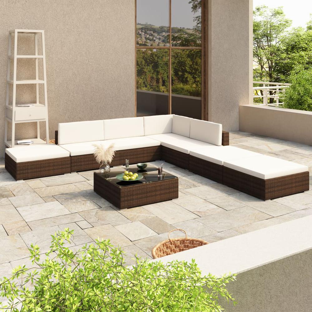 vidaXL 8 Piece Garden Lounge Set with Cushions Poly Rattan Brown, 41258