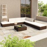 vidaXL 8 Piece Garden Lounge Set with Cushions Poly Rattan Brown, 41258