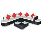 vidaXL 8 Piece Garden Lounge Set with Cushions Poly Rattan Black, 41267