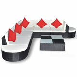 vidaXL 8 Piece Garden Lounge Set with Cushions Poly Rattan Black, 41267