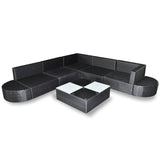 vidaXL 8 Piece Garden Lounge Set with Cushions Poly Rattan Black, 41267