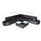 vidaXL 8 Piece Garden Lounge Set with Cushions Poly Rattan Black, 41267