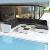 vidaXL 8 Piece Garden Lounge Set with Cushions Poly Rattan White, 41265