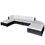 vidaXL 6 Piece Garden Lounge Set with Cushions Poly Rattan Black, 41273