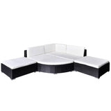 vidaXL 6 Piece Garden Lounge Set with Cushions Poly Rattan Black, 41273