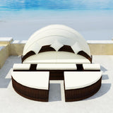 vidaXL Garden Bed with Canopy Brown 186x226 cm Poly Rattan, 41303