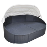vidaXL Outdoor Lounge Bed with Canopy Poly Rattan Black, 41832