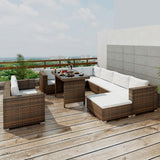 vidaXL 10 Piece Garden Lounge Set with Cushions Poly Rattan Brown, 41877
