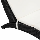 vidaXL Folding Sun Lounger with Cushion Poly Rattan Black, 41809