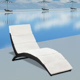 vidaXL Folding Sun Lounger with Cushion Poly Rattan Black, 41809