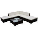 vidaXL 6 Piece Garden Lounge Set with Cushions Poly Rattan Brown, 42085