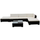 vidaXL 6 Piece Garden Lounge Set with Cushions Poly Rattan Brown, 42085