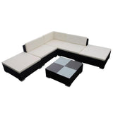 vidaXL 6 Piece Garden Lounge Set with Cushions Poly Rattan Black, 42086